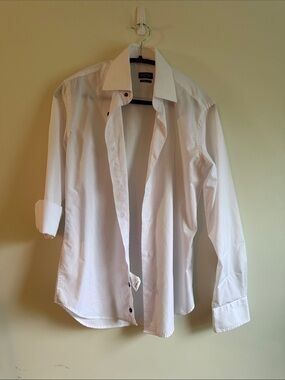 UZTEX 1943 White Men's Dress Shirt - Classic Button-Front